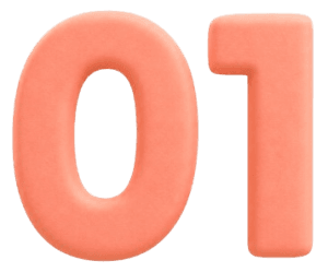Illustration 3D du numéro 01 en rose corail, symbole du service clientèle et de la première aide à domicile de Mon Petit Personnel