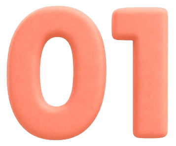 choix1 Illustration 3D du numéro 01 en rose corail, symbole du service clientèle et de la première aide à domicile de Mon Petit Personnel