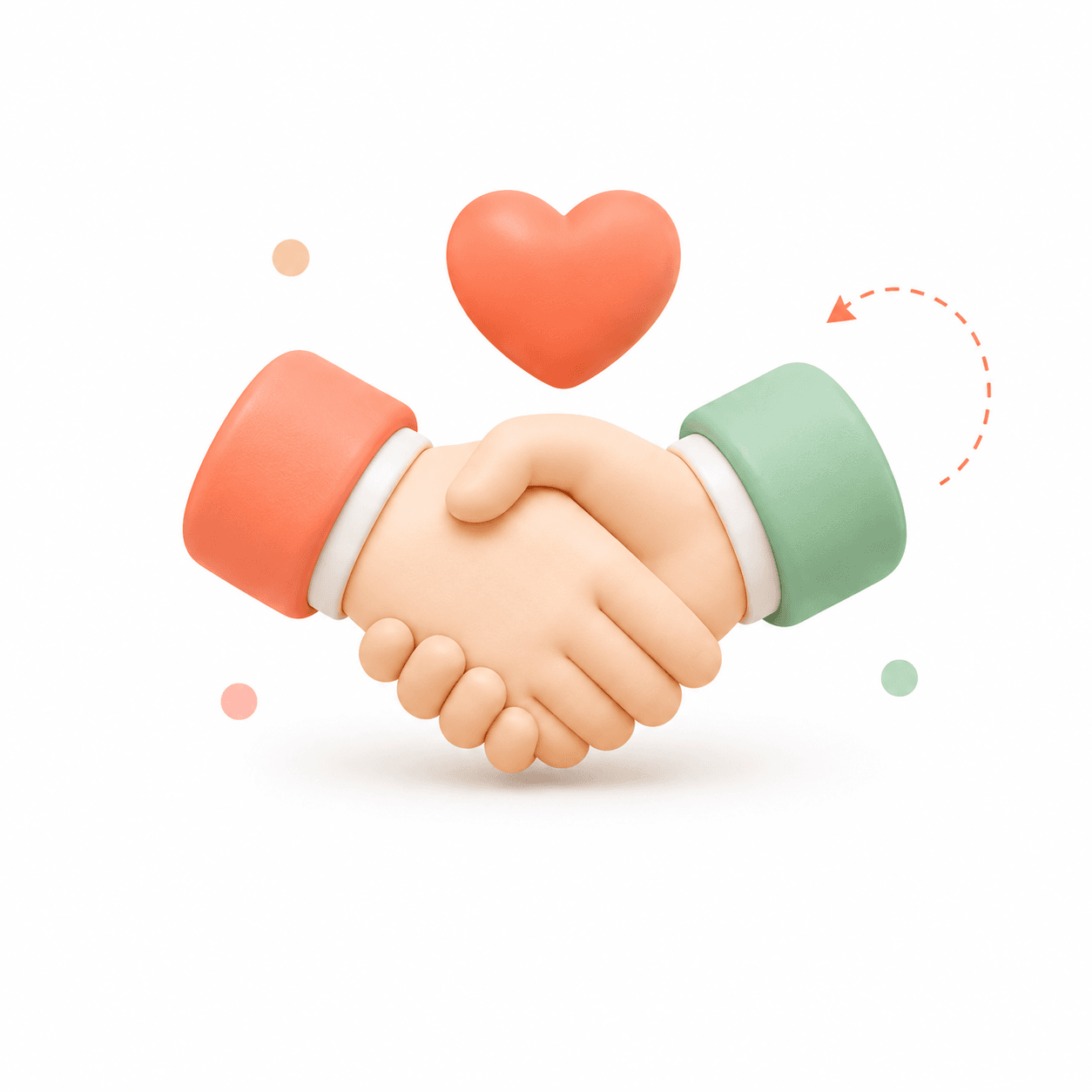 Confiance et sécurité Illustration 3D : deux mains qui se serrent, symbole de confiance et partenariat pour les services à la personne de Mon Petit Personnel.